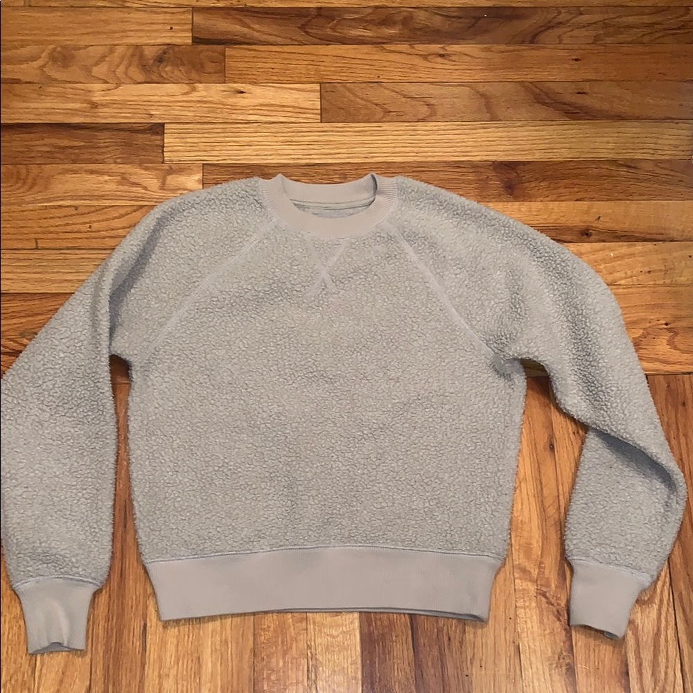 Everlane Renew Teddy Fleece Crew Beige XS Extra Small